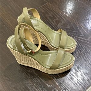 Michael Kors Khaki Wedge Sandals (size 9)